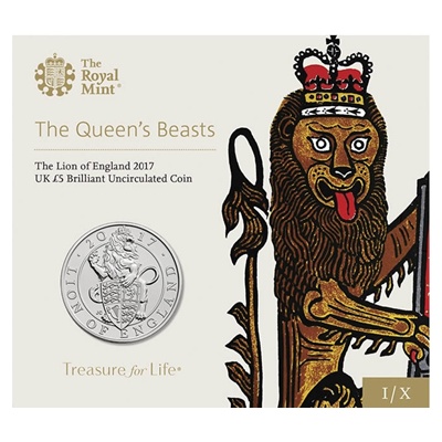2017 BU £5 Coin Pack - Queen's Beast - The Lion of England